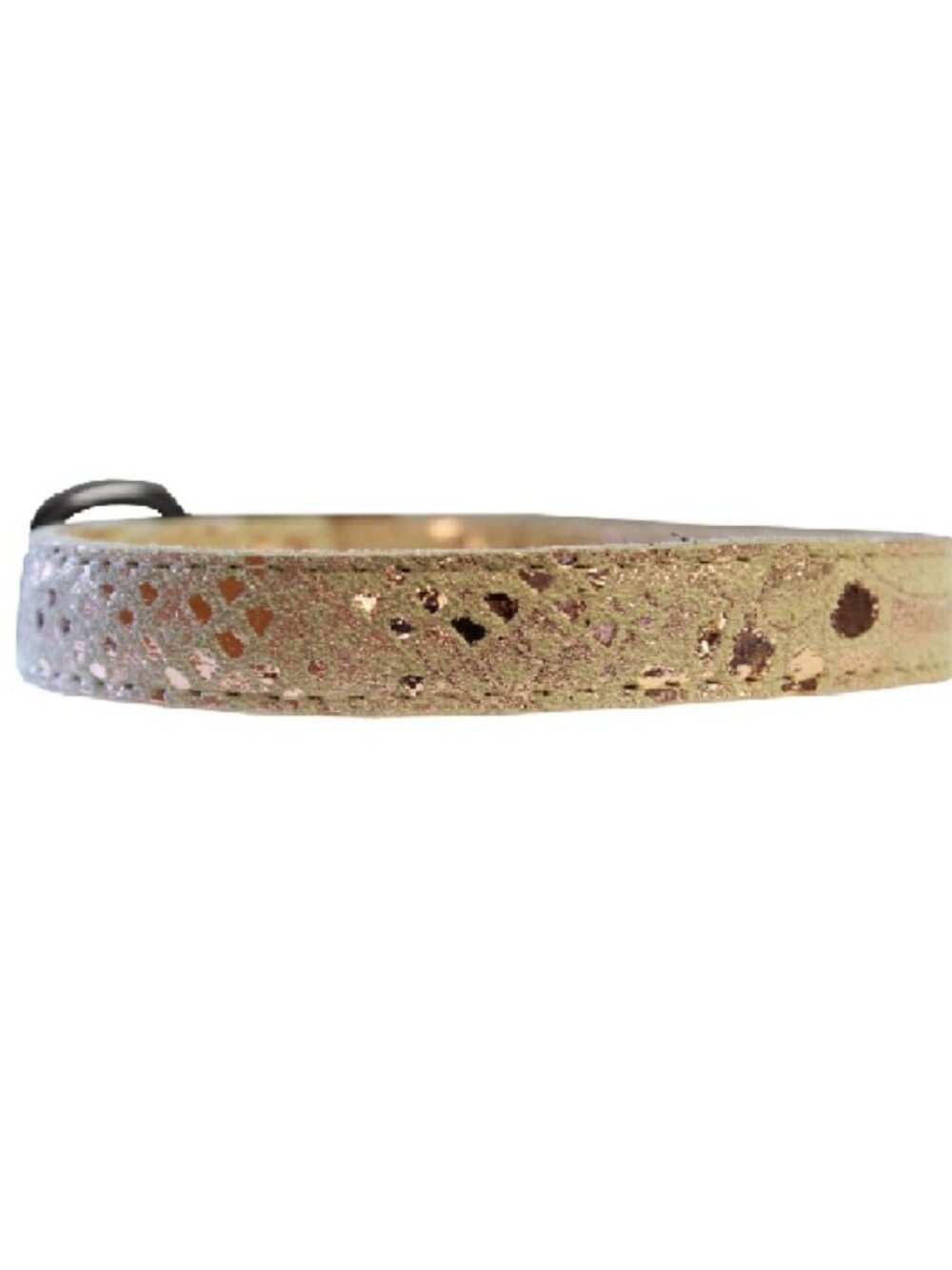 Size 10 Gold Metallic Leather Speckled Dragon Snake Skin Embossed Dog Collar